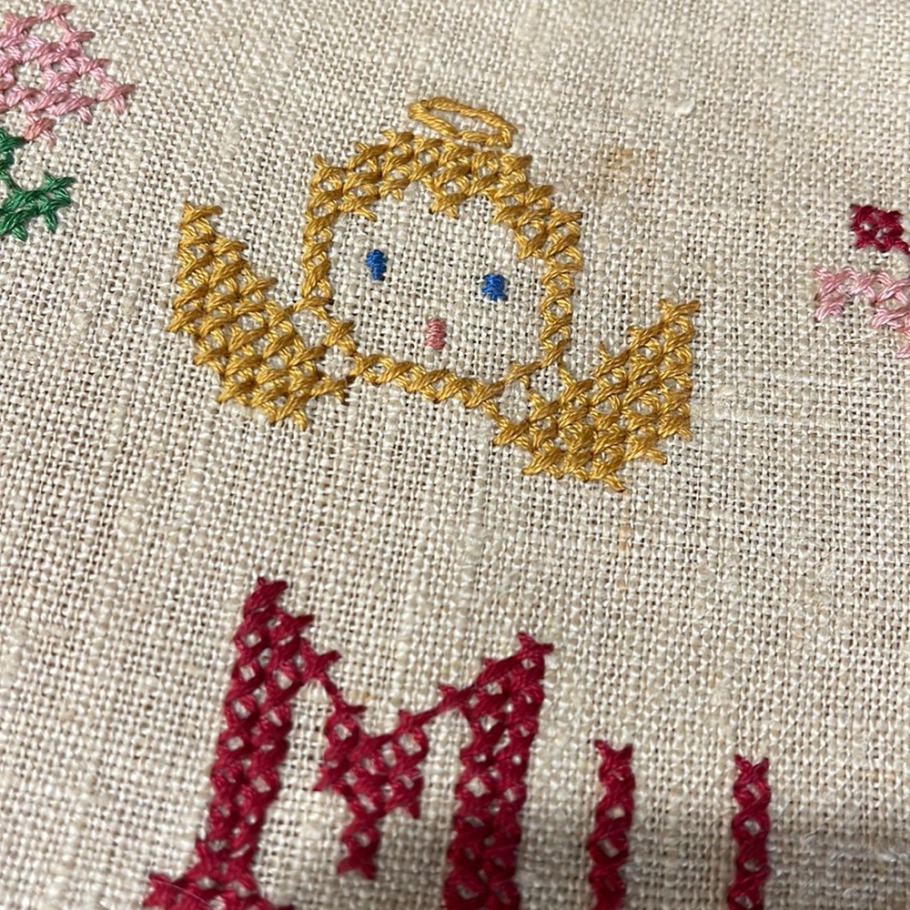 Vintage “I Heard A Child Laugh” Needlepoint Sampler Wall Hanging - Picture 9 of 10